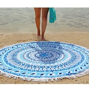 Vagabond Circular 100% Cotton Mosaic Kaleidoscope Print Beach Towel